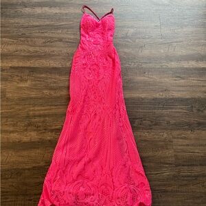 Pink Spaghetti Strap Sleeveless Maxi Gown